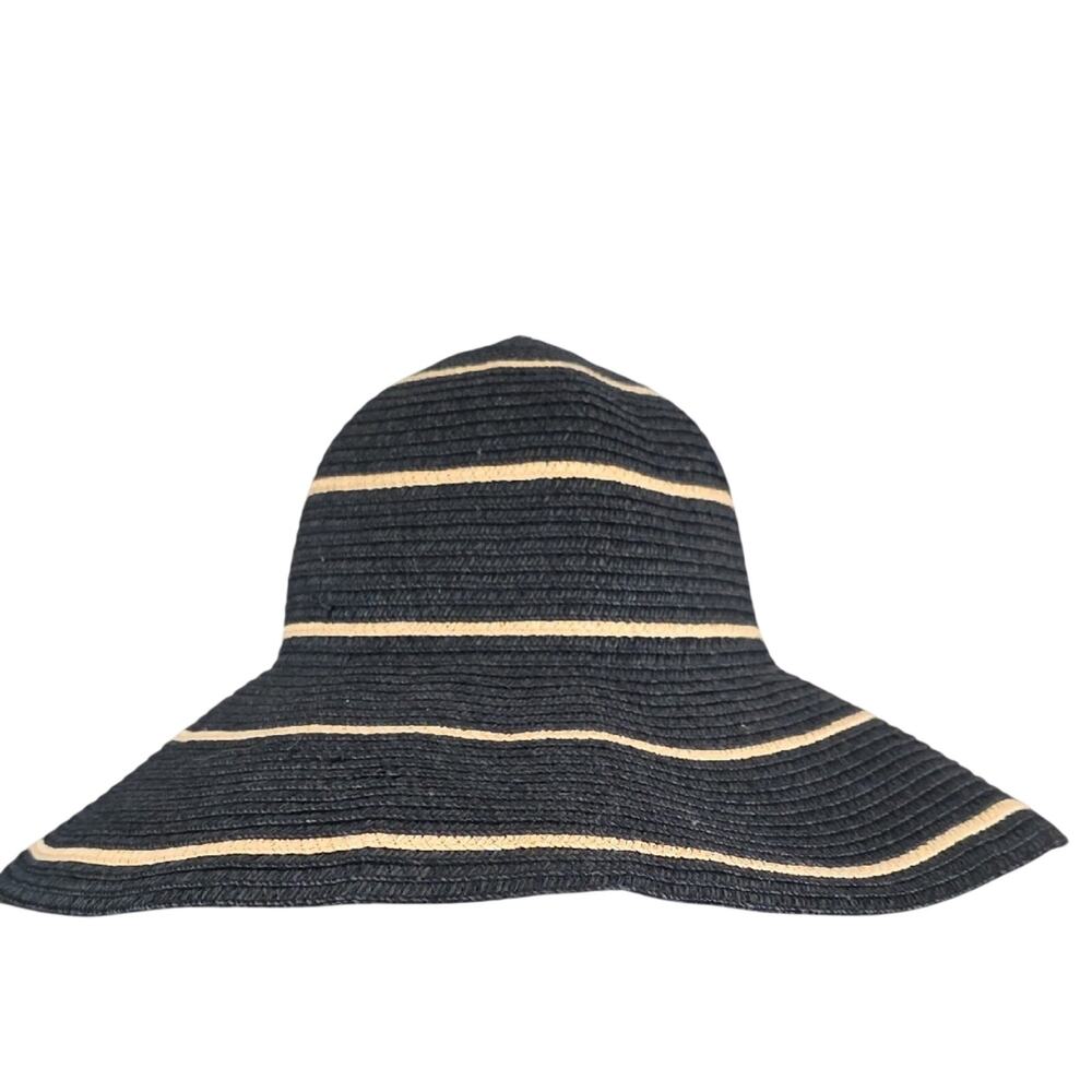 Wallaroo Hat Companyy Savannah Sun Hat Striped Black and Tan Wide Brim Hat